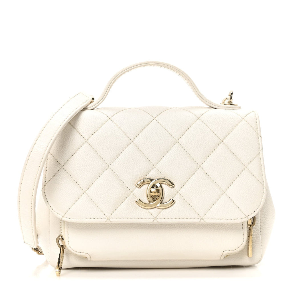 Caviar Quilted Small Business Affinity Flap White