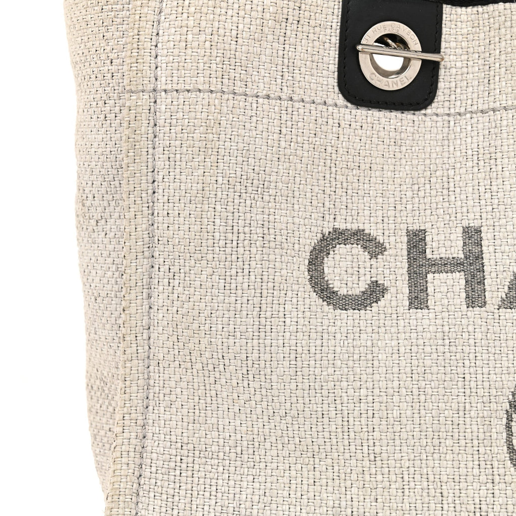 Woven Straw Raffia Small Deauville Tote Grey