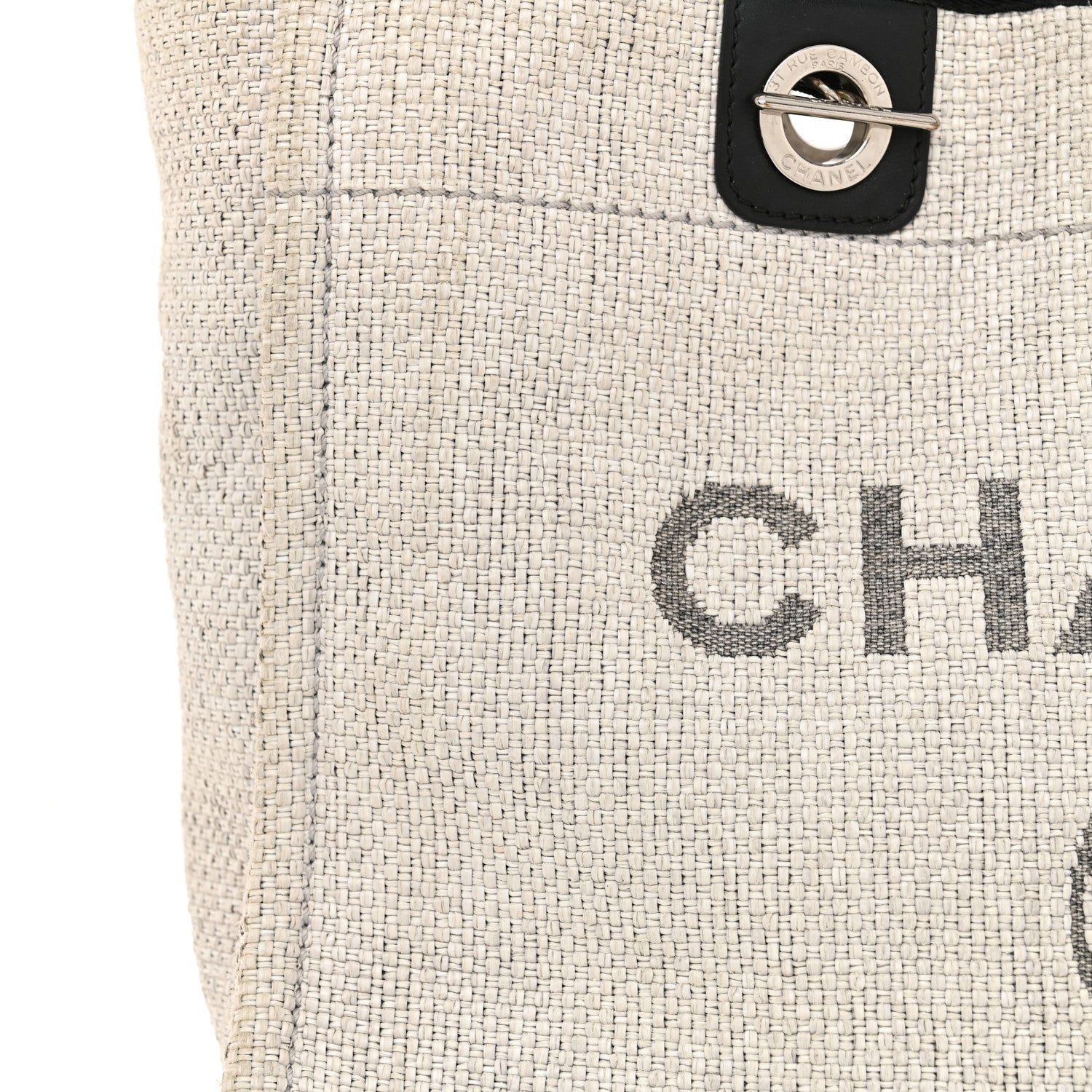 Woven Straw Raffia Small Deauville Tote Grey