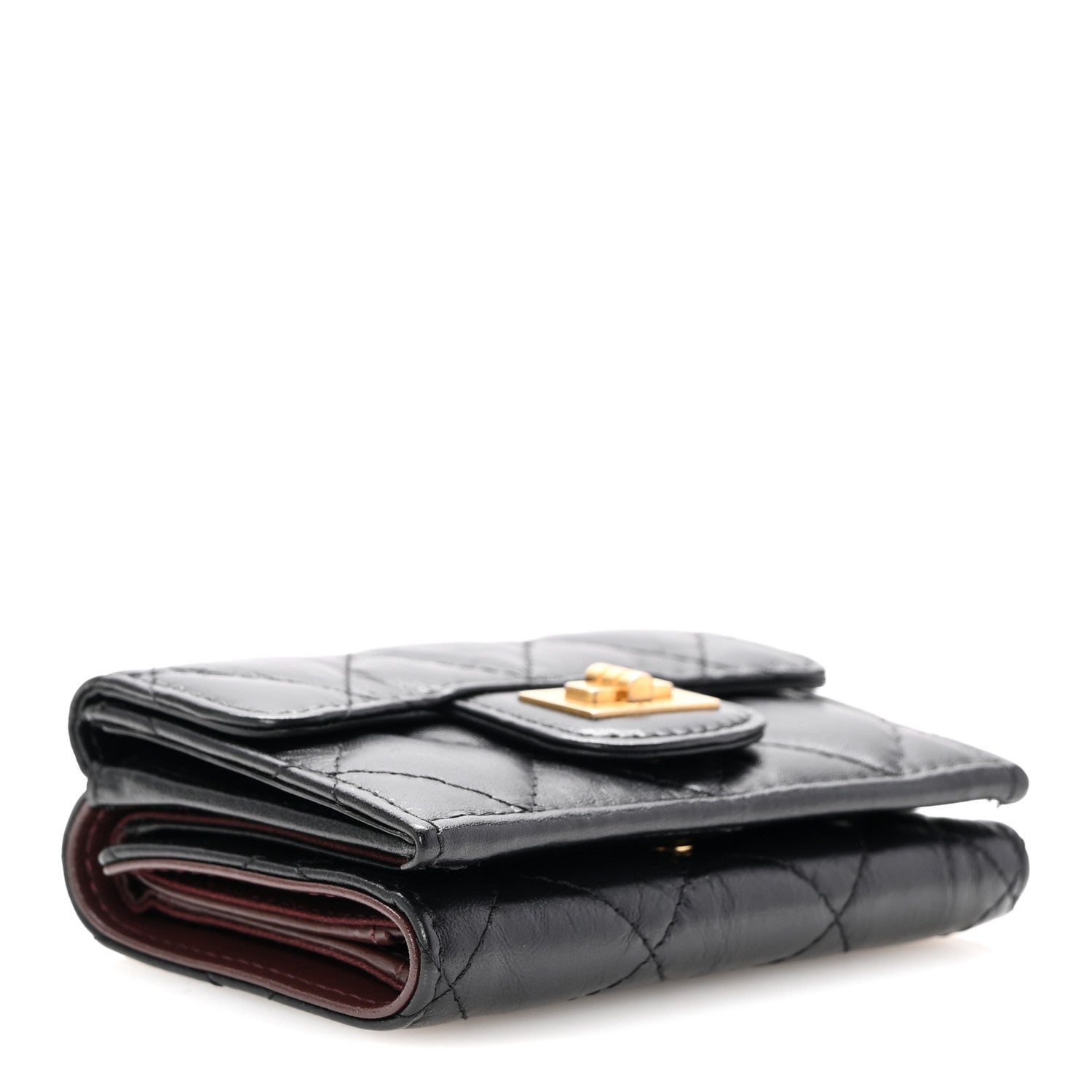 Aged Calfskin Quilted Reissue Compact Wallet Black
