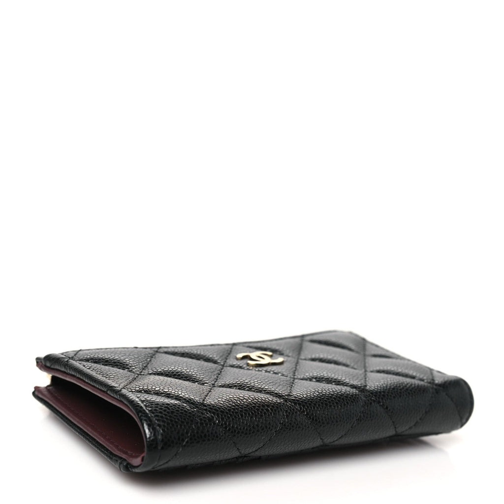 Caviar Quilted CC Zip Around  Holder Black