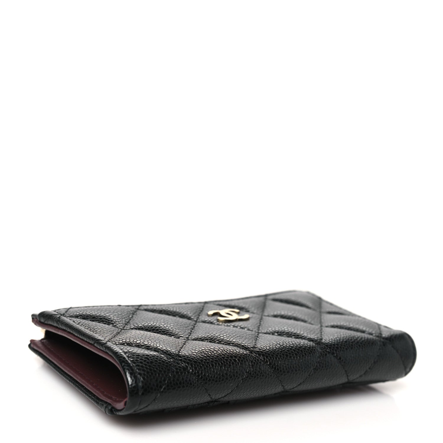 Caviar Quilted CC Zip Around  Holder Black
