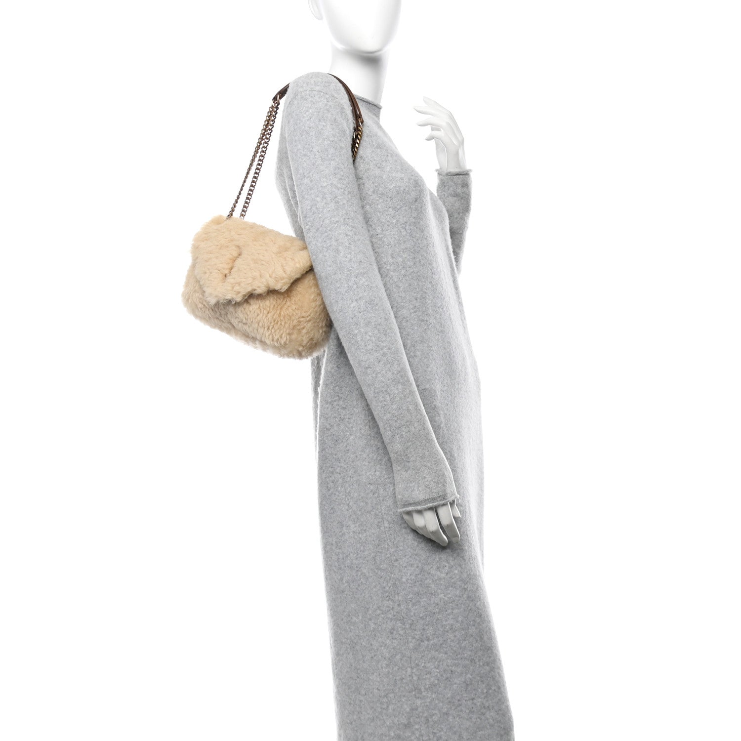 Shearling Calypso Crossbody Crema Naturel Dark Cigar