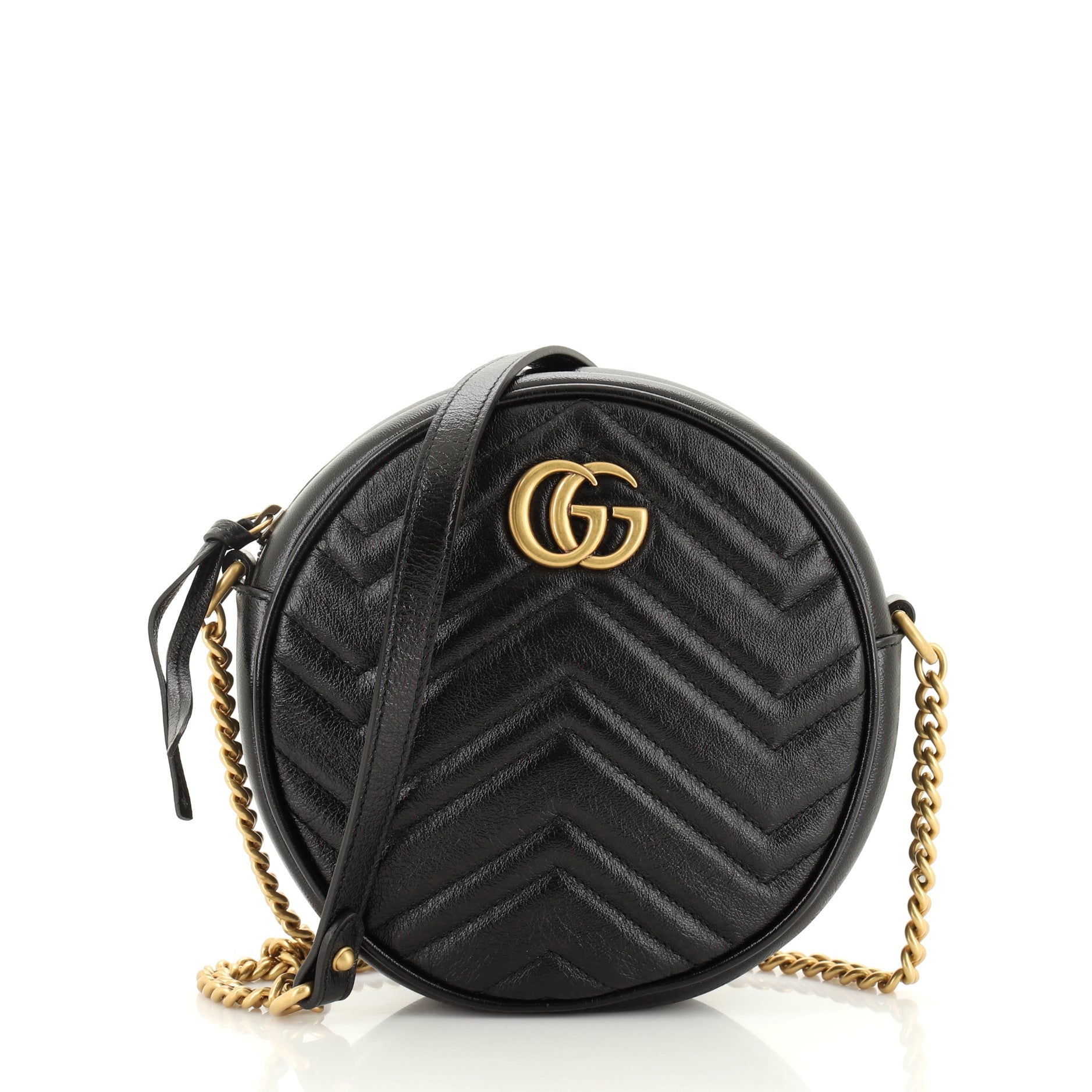 GG Marmont Round Shoulder Bag Matelasse Leather Mini