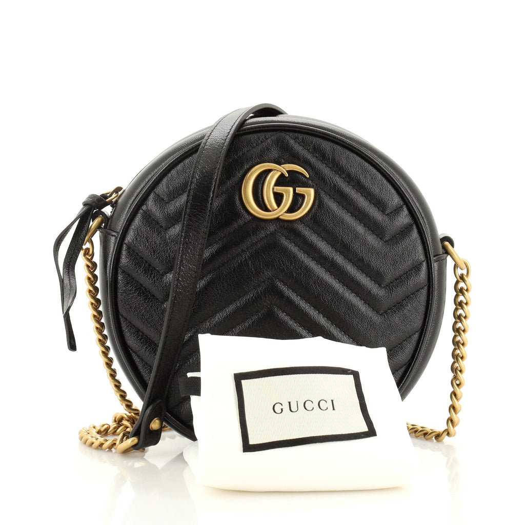 GG Marmont Round Shoulder Bag Matelasse Leather Mini