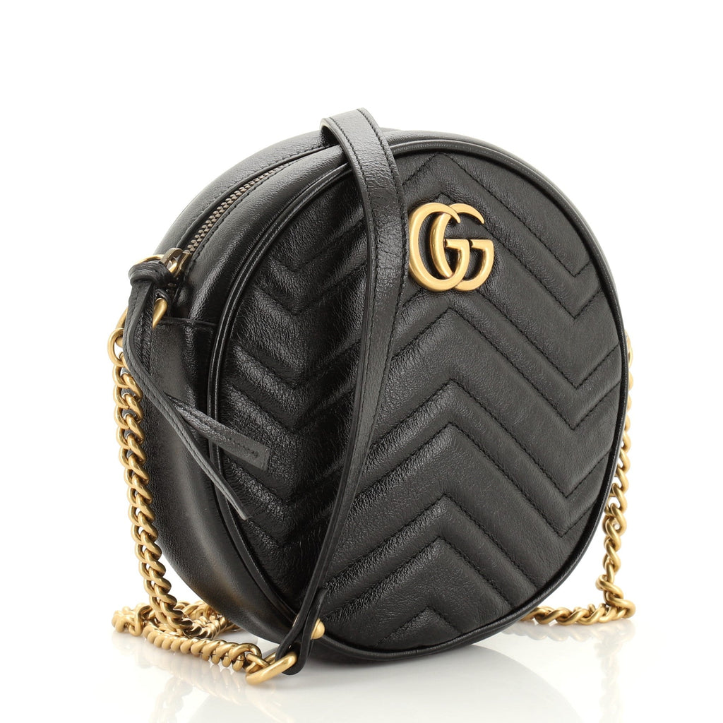 GG Marmont Round Shoulder Bag Matelasse Leather Mini