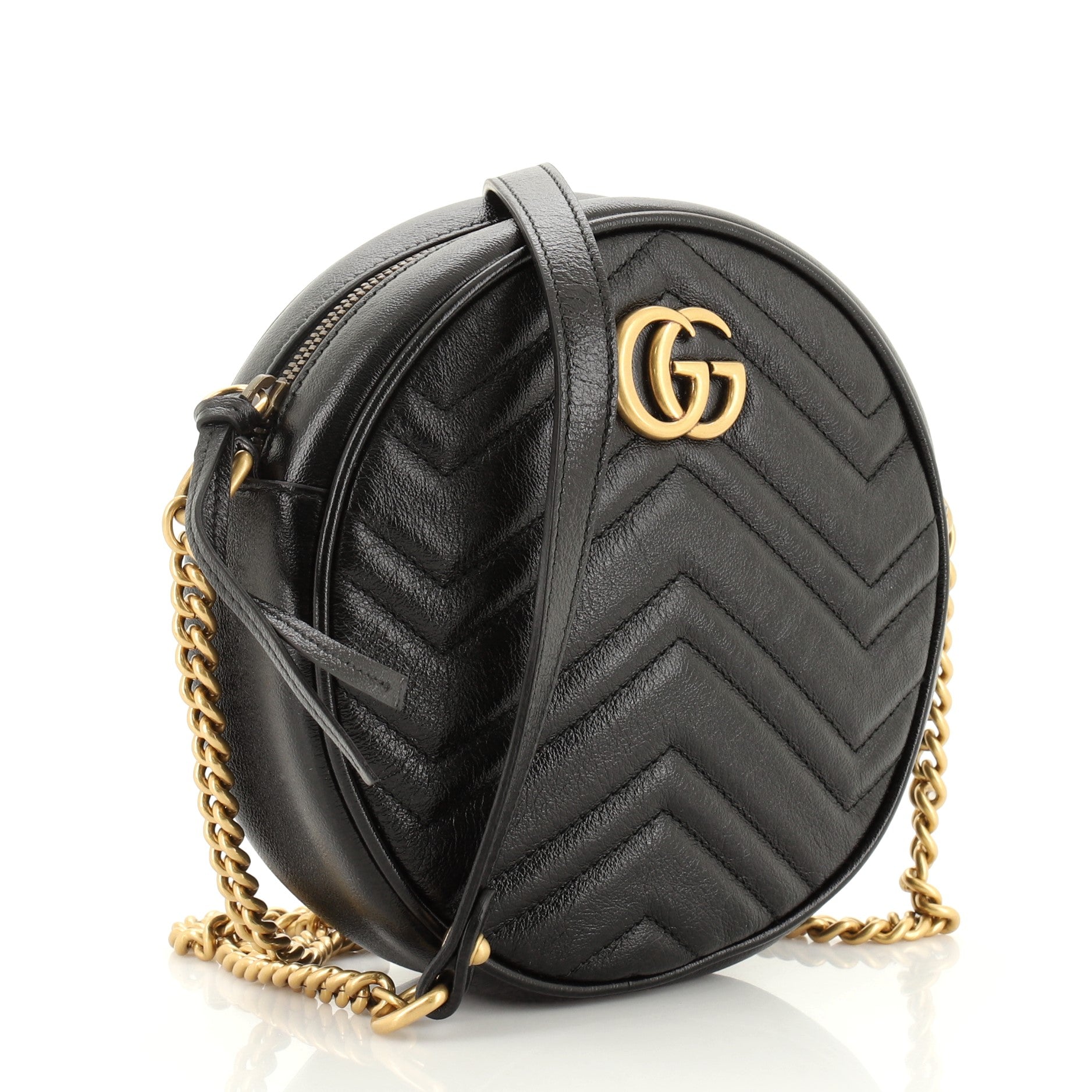 GG Marmont Round Shoulder Bag Matelasse Leather Mini