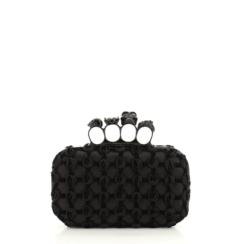 Knuckle Box Clutch Knotted Velvet over Satin Small