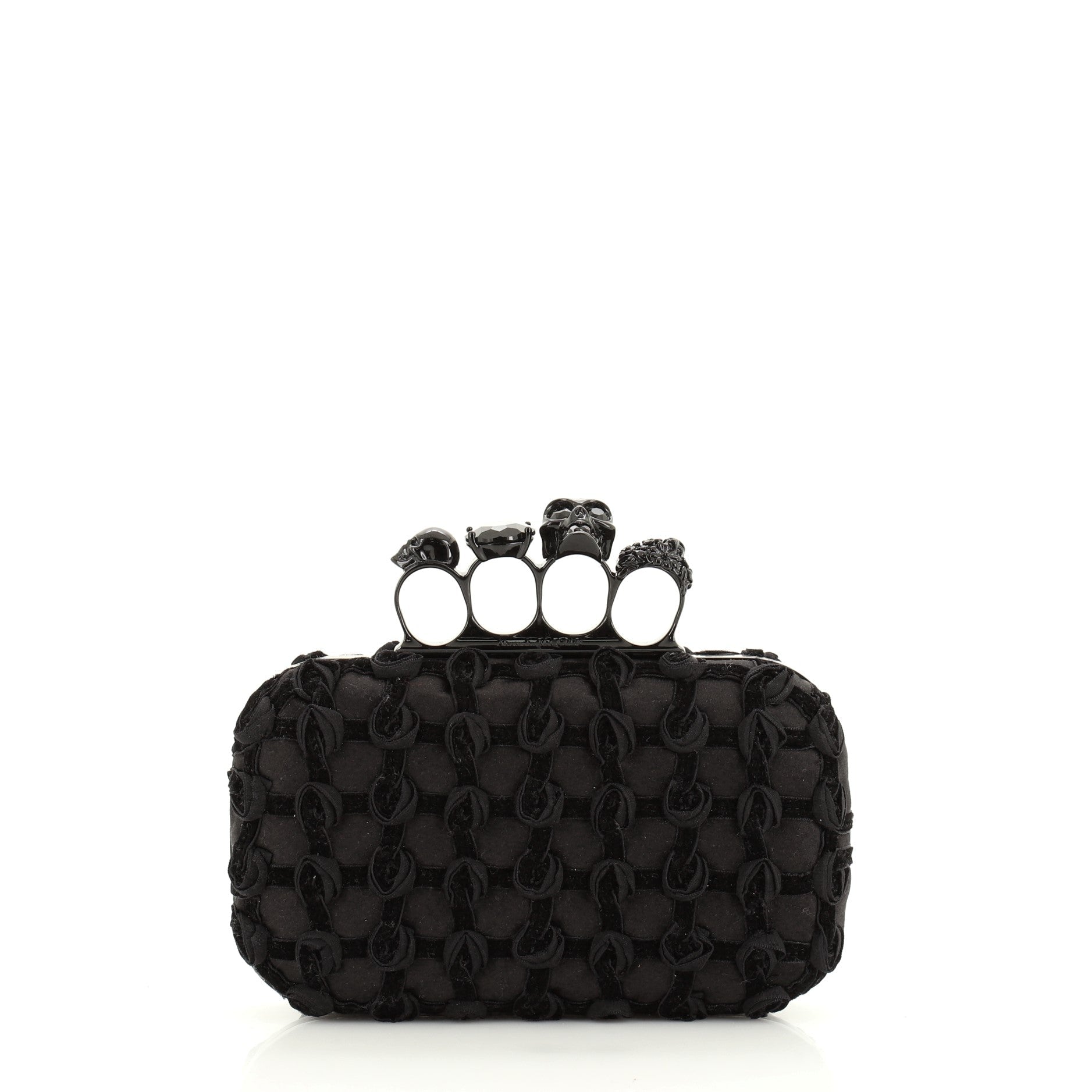 Knuckle Box Clutch Knotted Velvet over Satin Small