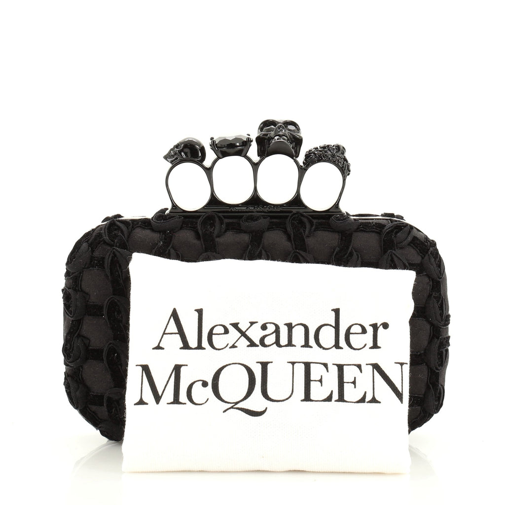 Knuckle Box Clutch Knotted Velvet over Satin Small
