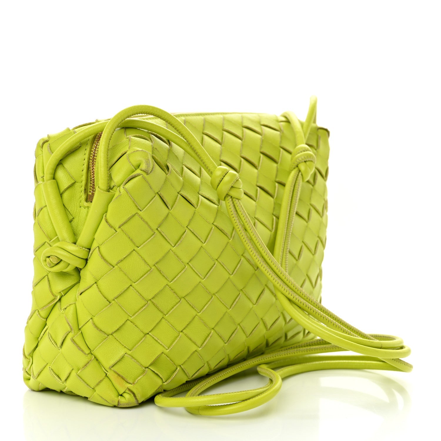 Nappa Intrecciato Small Loop Camera Bag Acid Kiwi
