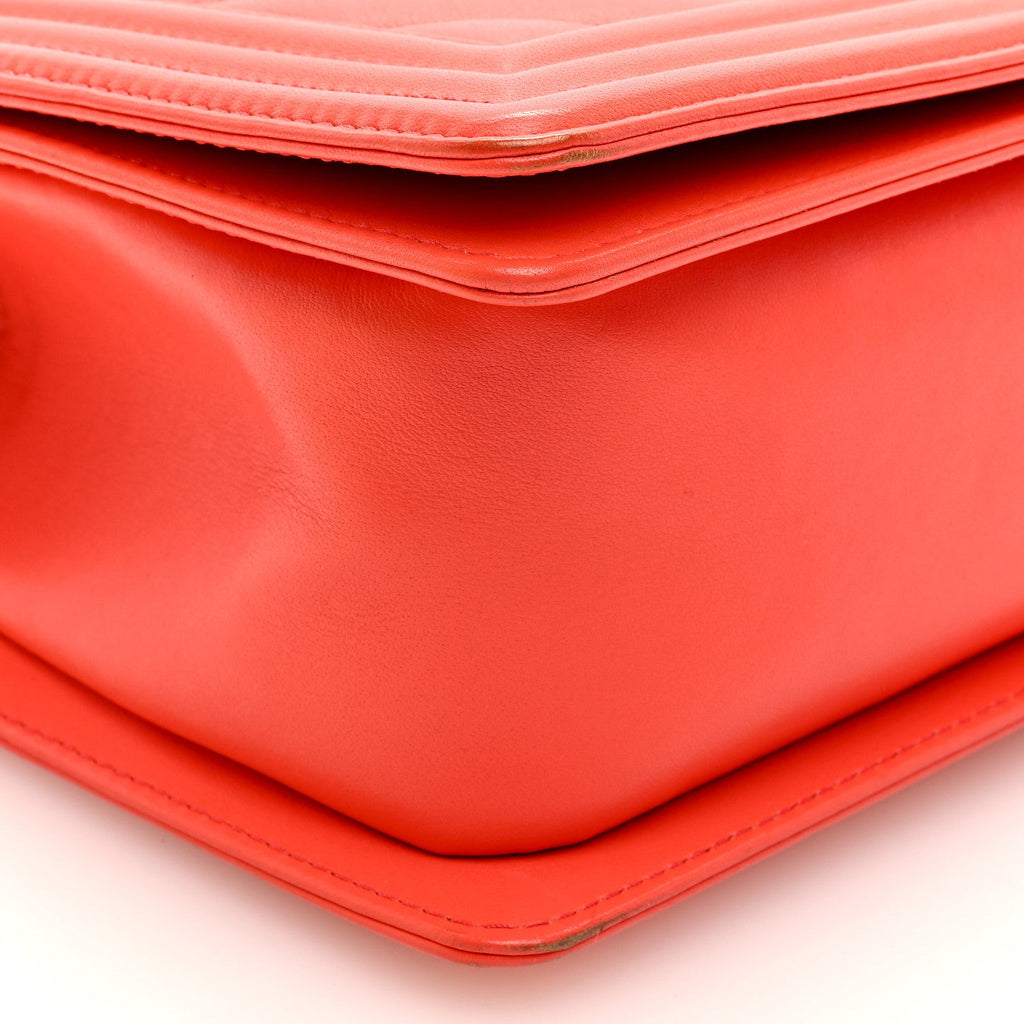 Calfskin Chevron Quilted Medium Boy Flap Red