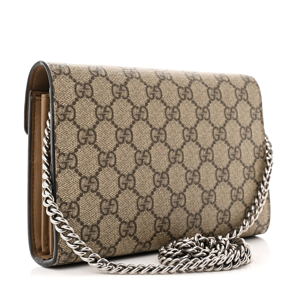 GG Supreme Monogram Mini Dionysus Chain Wallet Beige Taupe