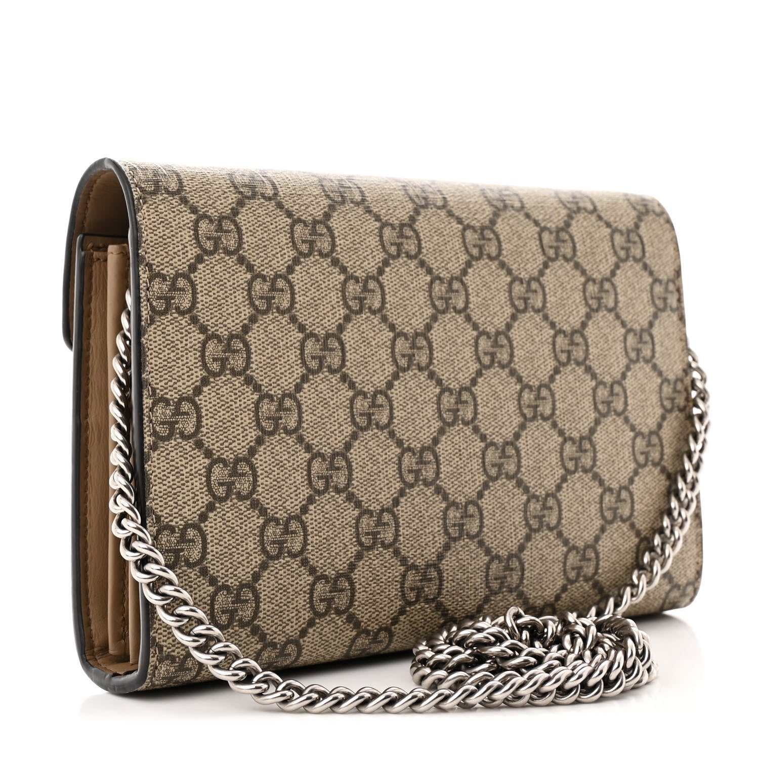 GG Supreme Monogram Mini Dionysus Chain Wallet Beige Taupe