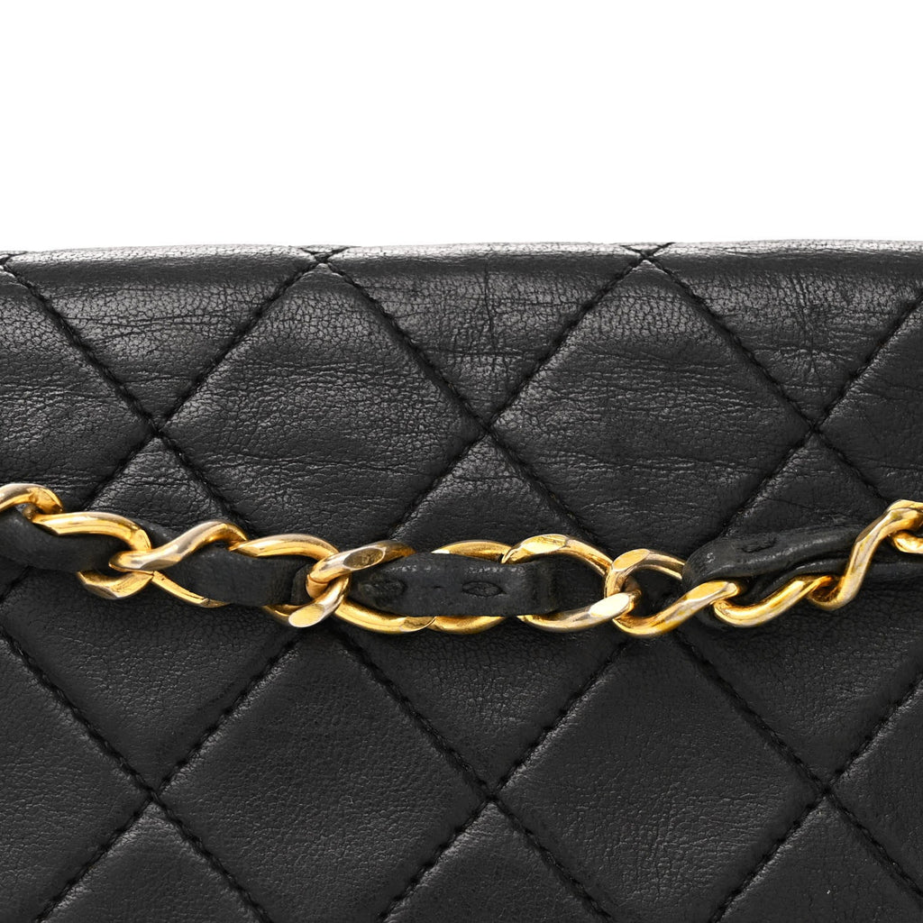 Lambskin Quilted Bi-Color Small Single Flap Black