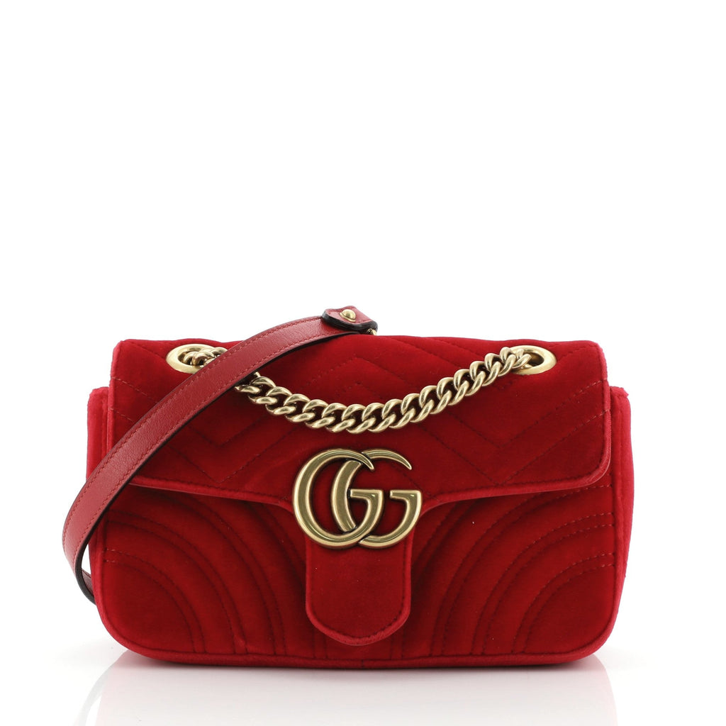 GG Marmont Flap Bag Matelasse Velvet Mini