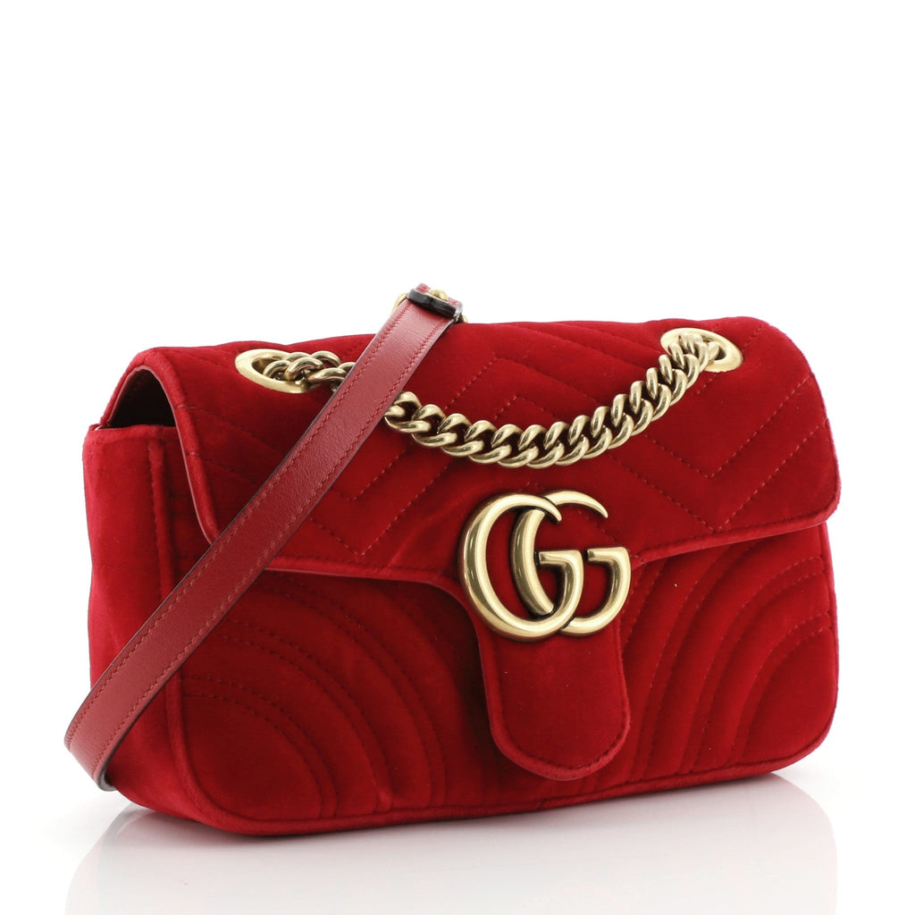 GG Marmont Flap Bag Matelasse Velvet Mini