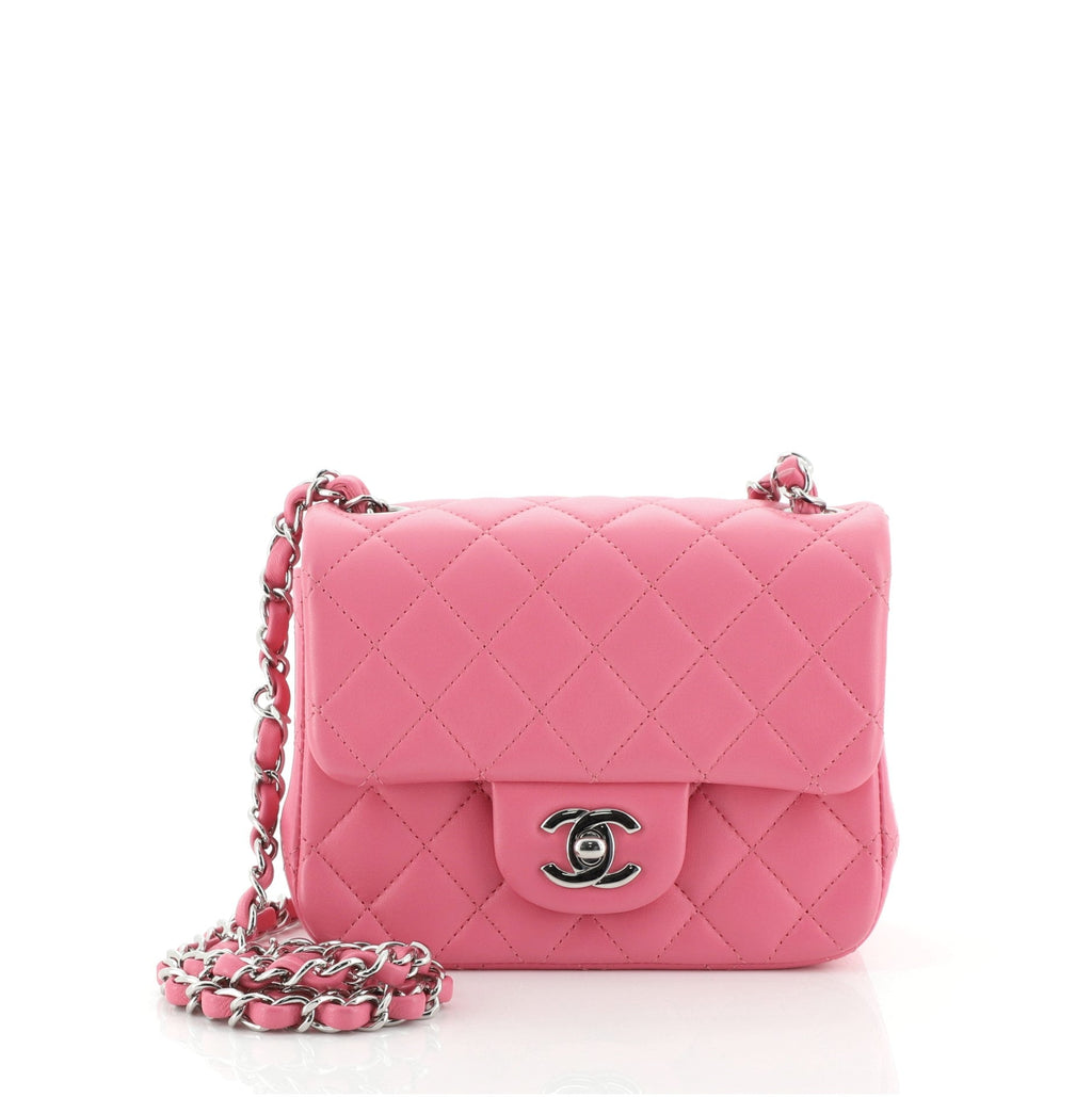 Square Classic Single Flap Bag Quilted Lambskin Mini