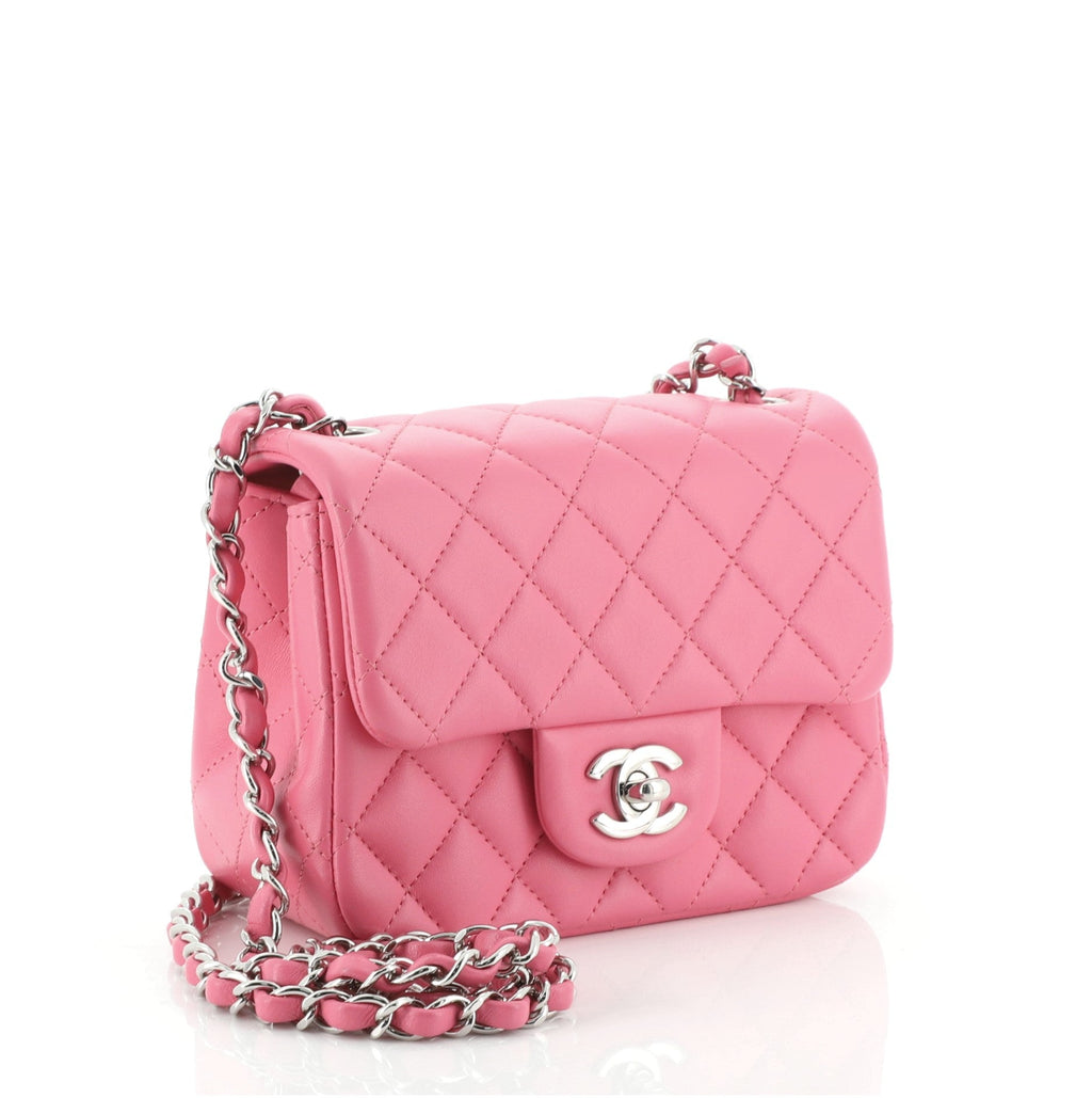 Square Classic Single Flap Bag Quilted Lambskin Mini
