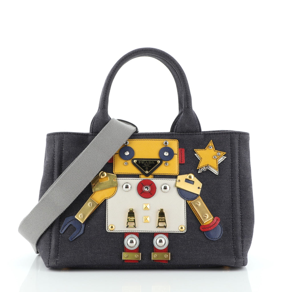 Robot Convertible Tote Embellished Denim Mini