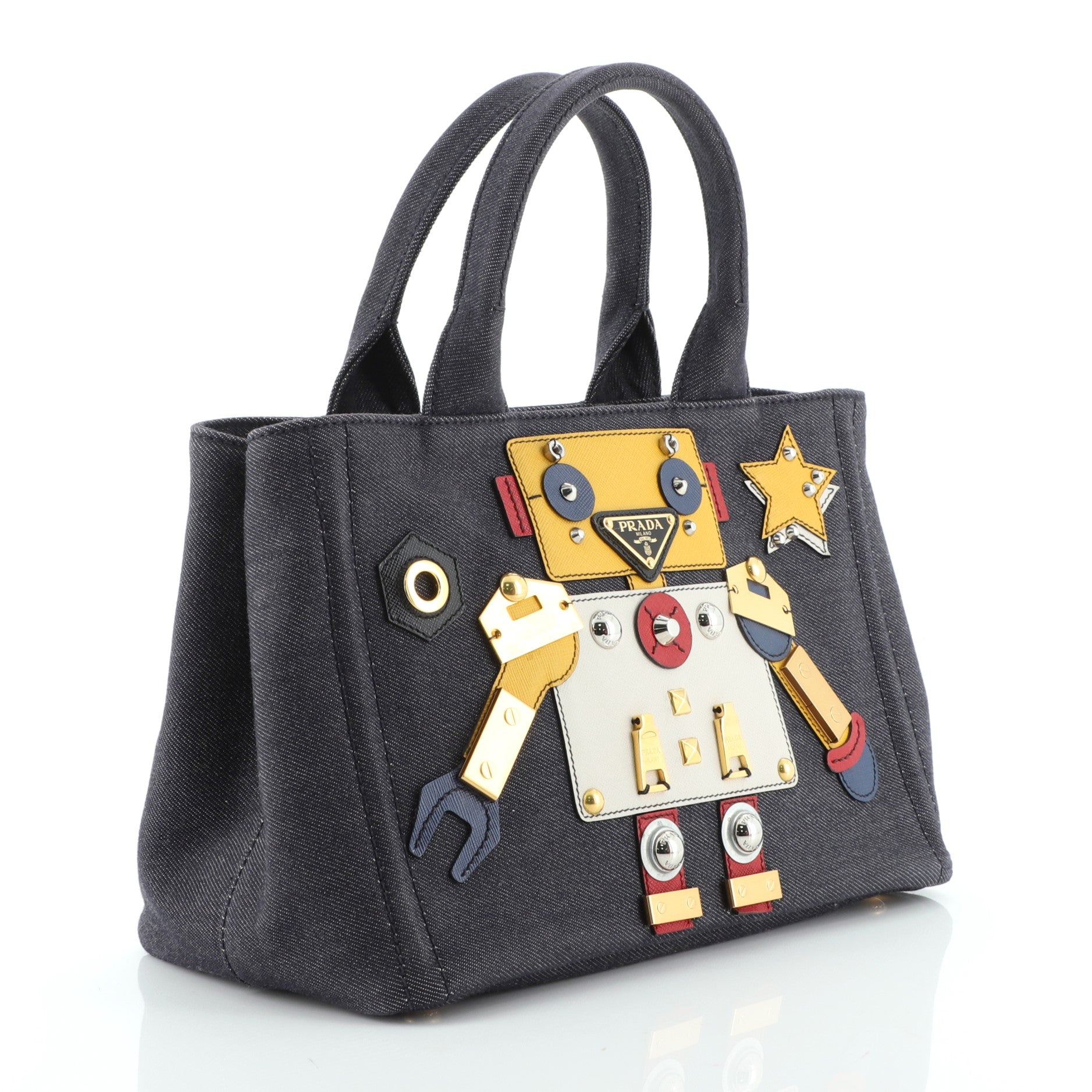 Robot Convertible Tote Embellished Denim Mini
