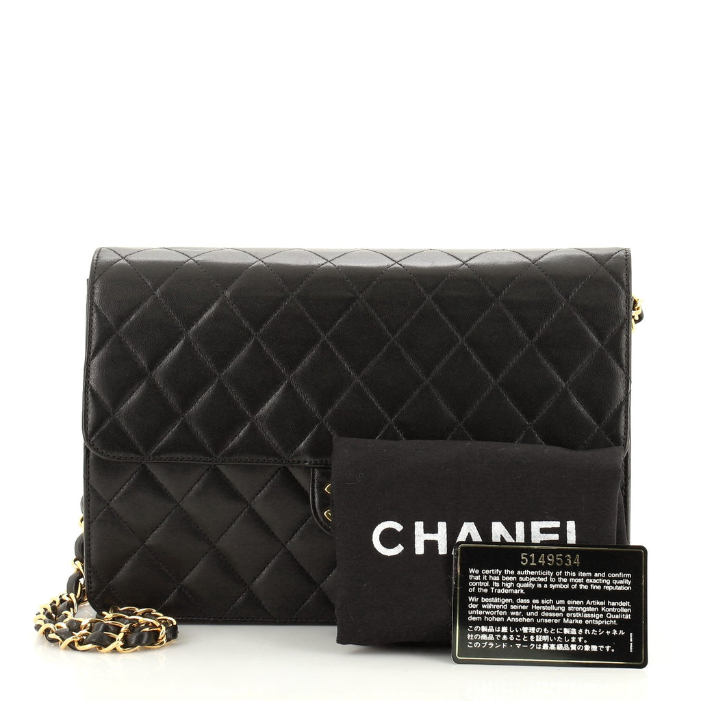 Vintage Clutch with Chain Quilted Leather Medium