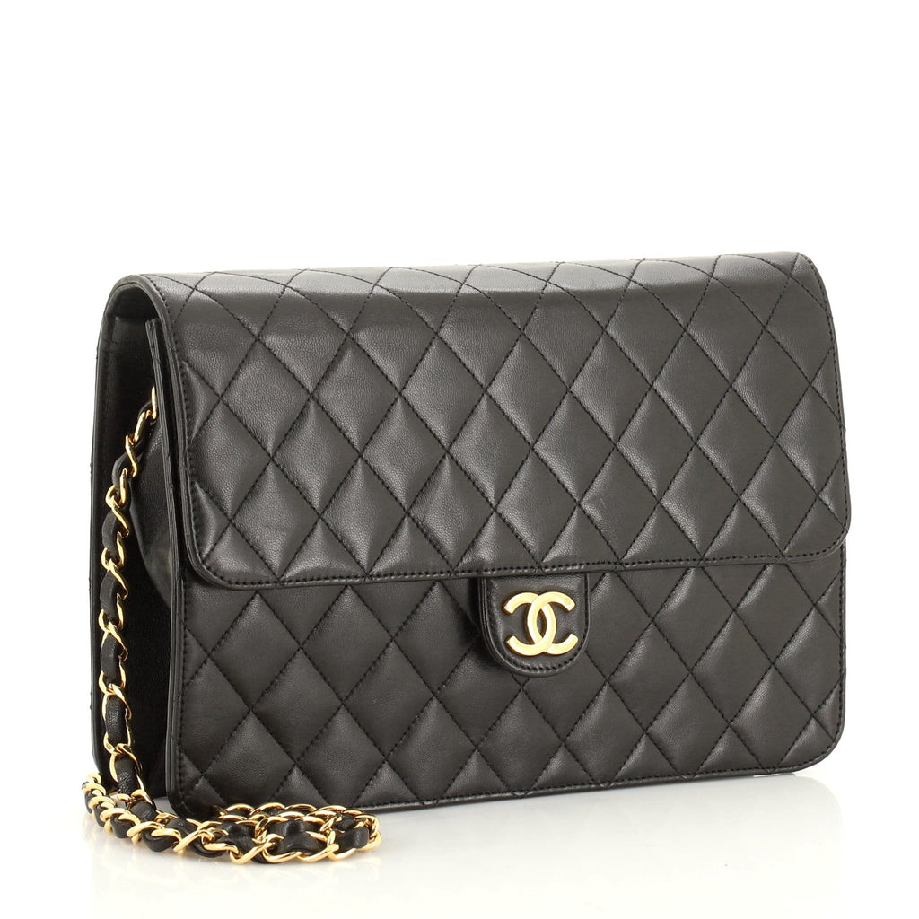 Vintage Clutch with Chain Quilted Leather Medium