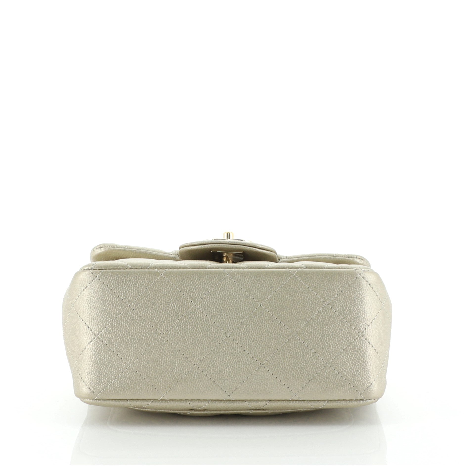 Square Classic Single Flap Bag Quilted Caviar Mini