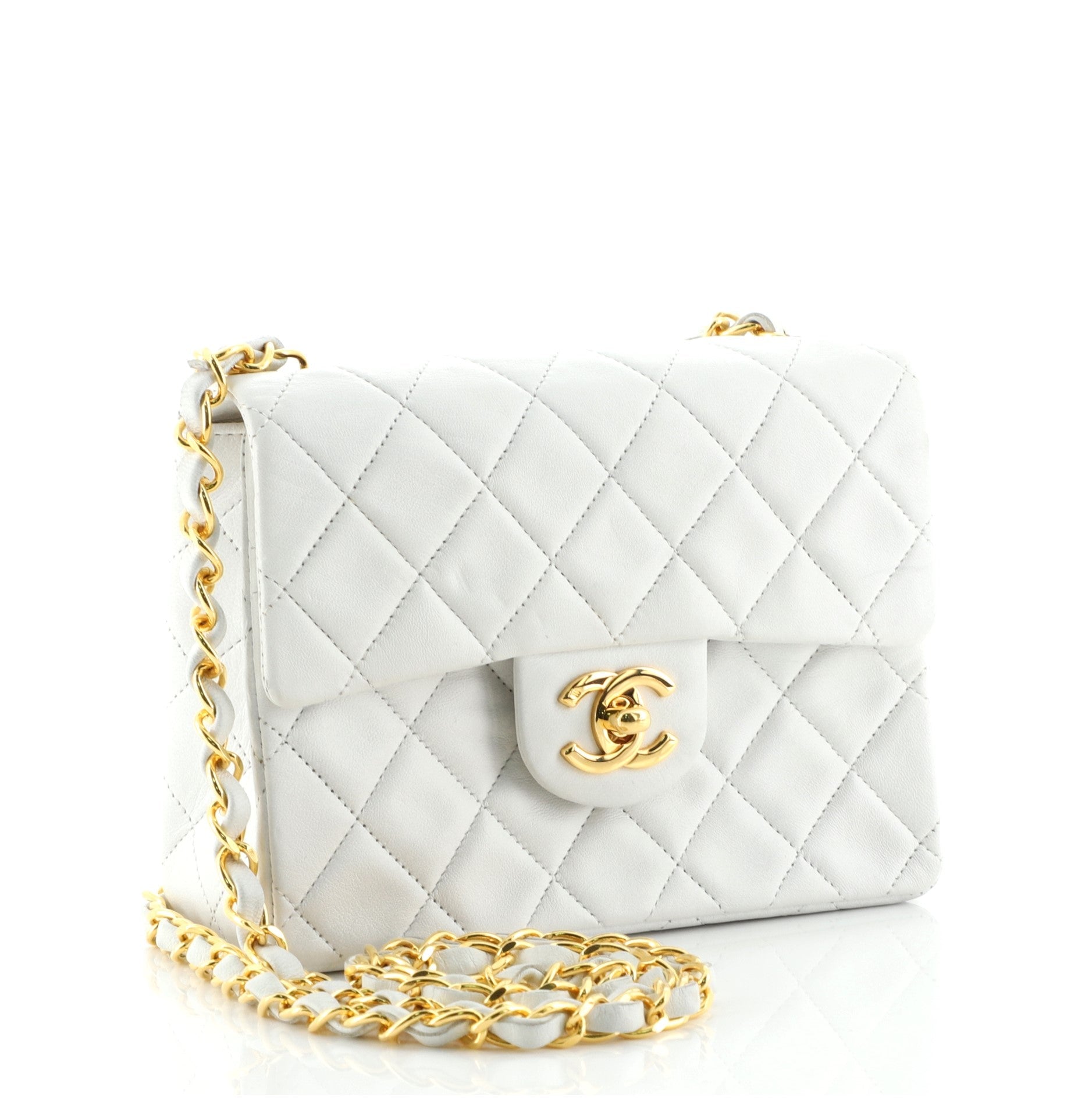 Vintage Square Classic Single Flap Bag Quilted Lambskin Mini