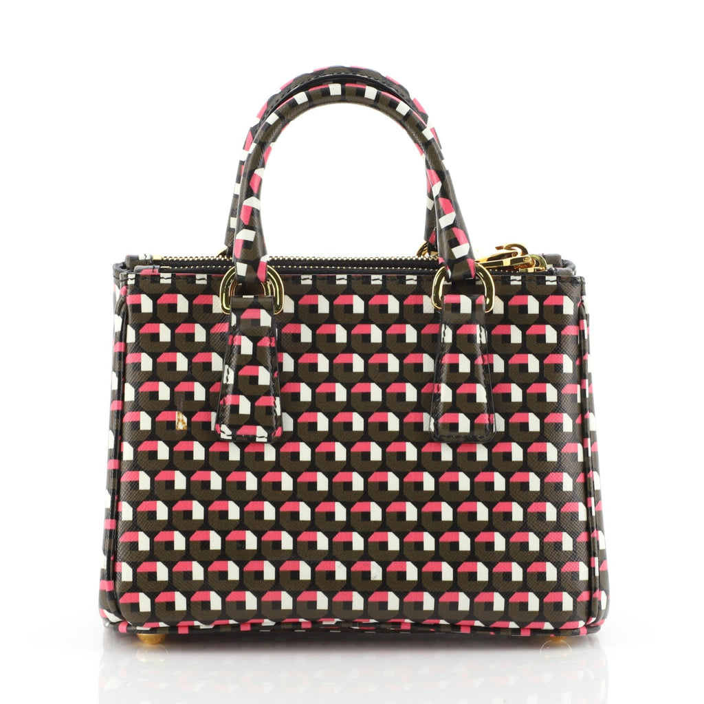 Galleria Double Zip Tote Printed Saffiano Mini