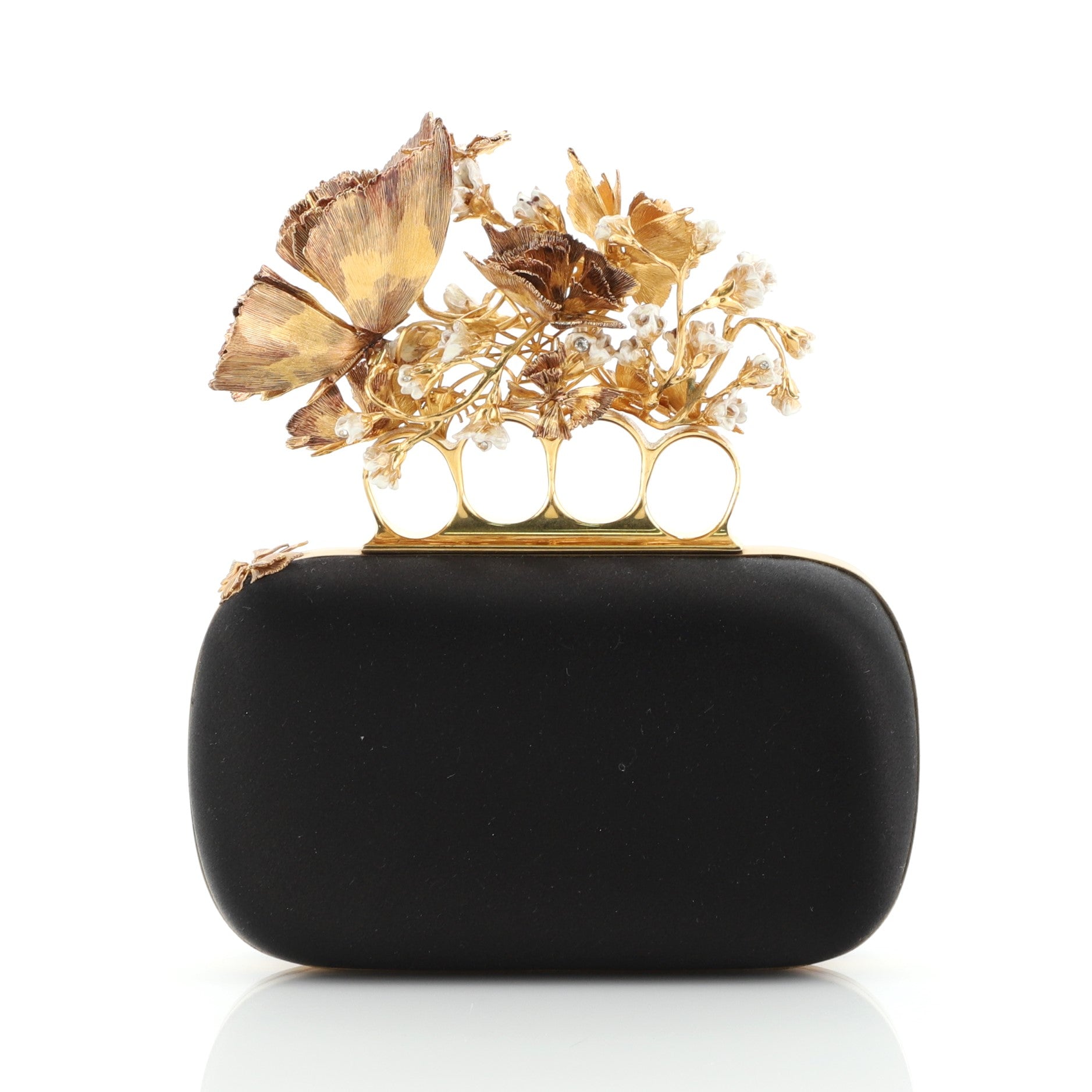 Butterfly Knuckle Box Clutch Satin Small