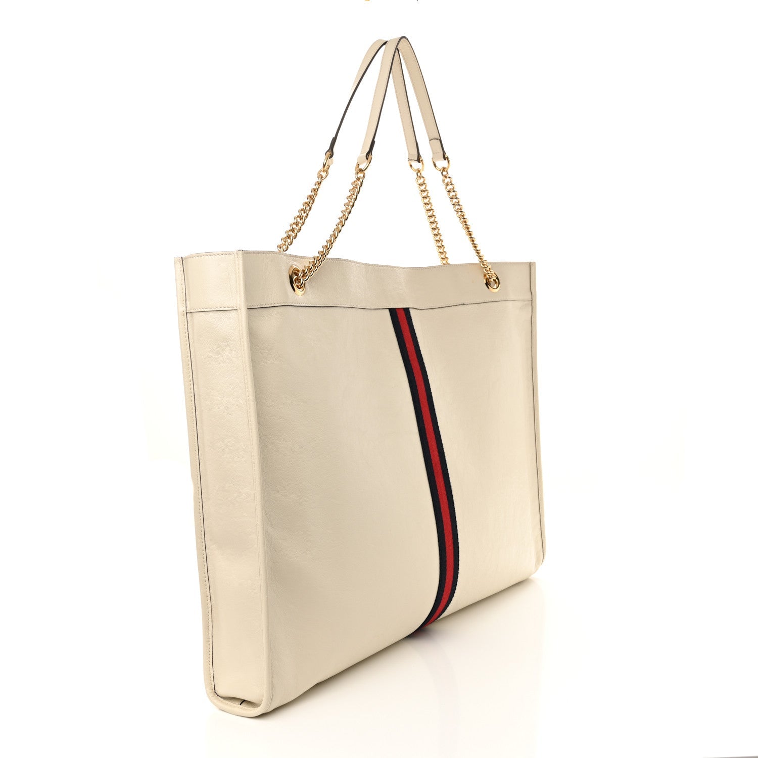 Calfskin Maxi Rajah Chain Tote White