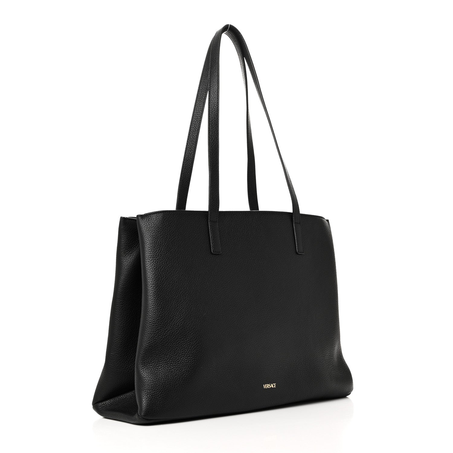Grained Calfskin Virtus V Tote Black