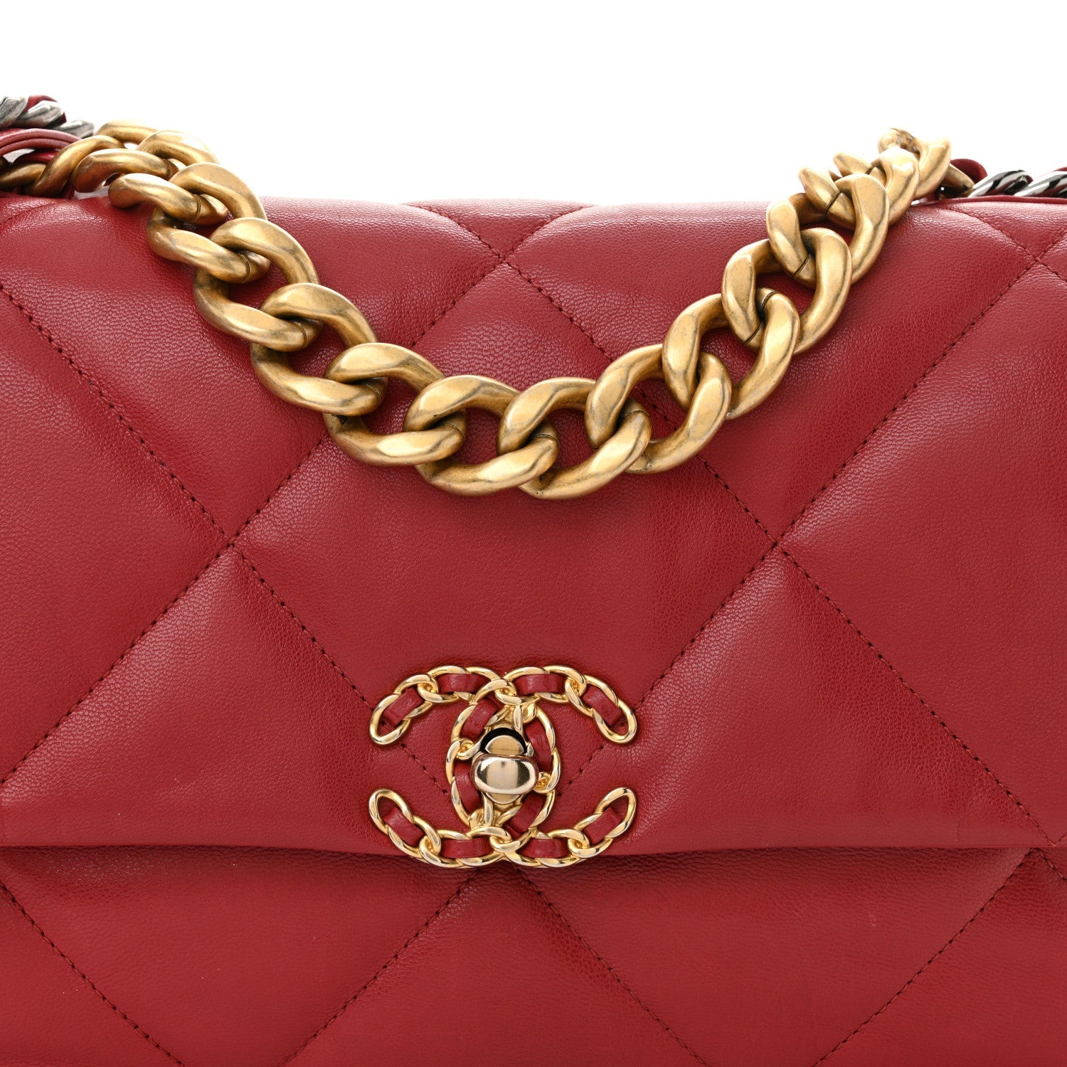 Lambskin Quilted Large Chanel 19 Flap Red