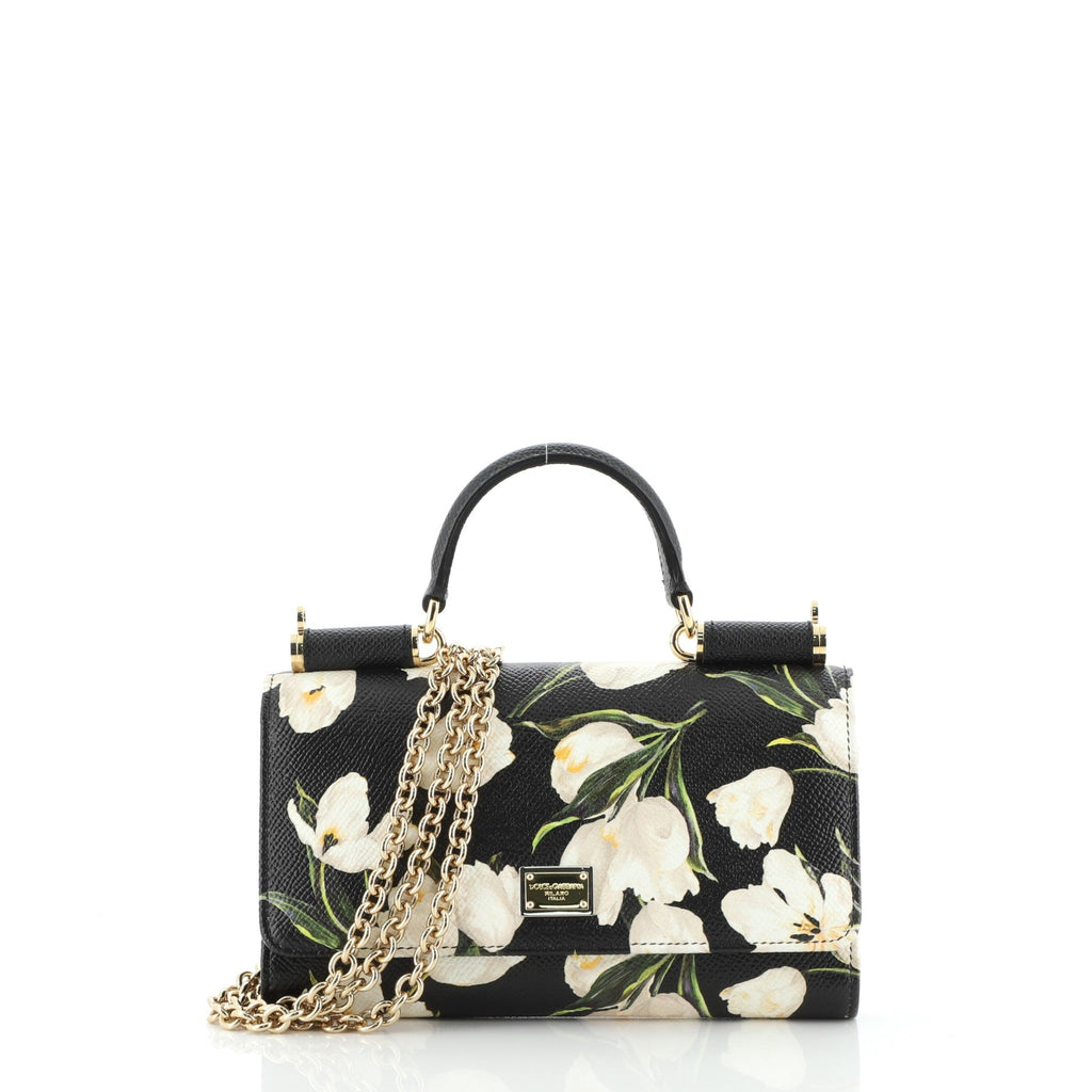 Sicily Wallet on Chain Printed Leather Mini
