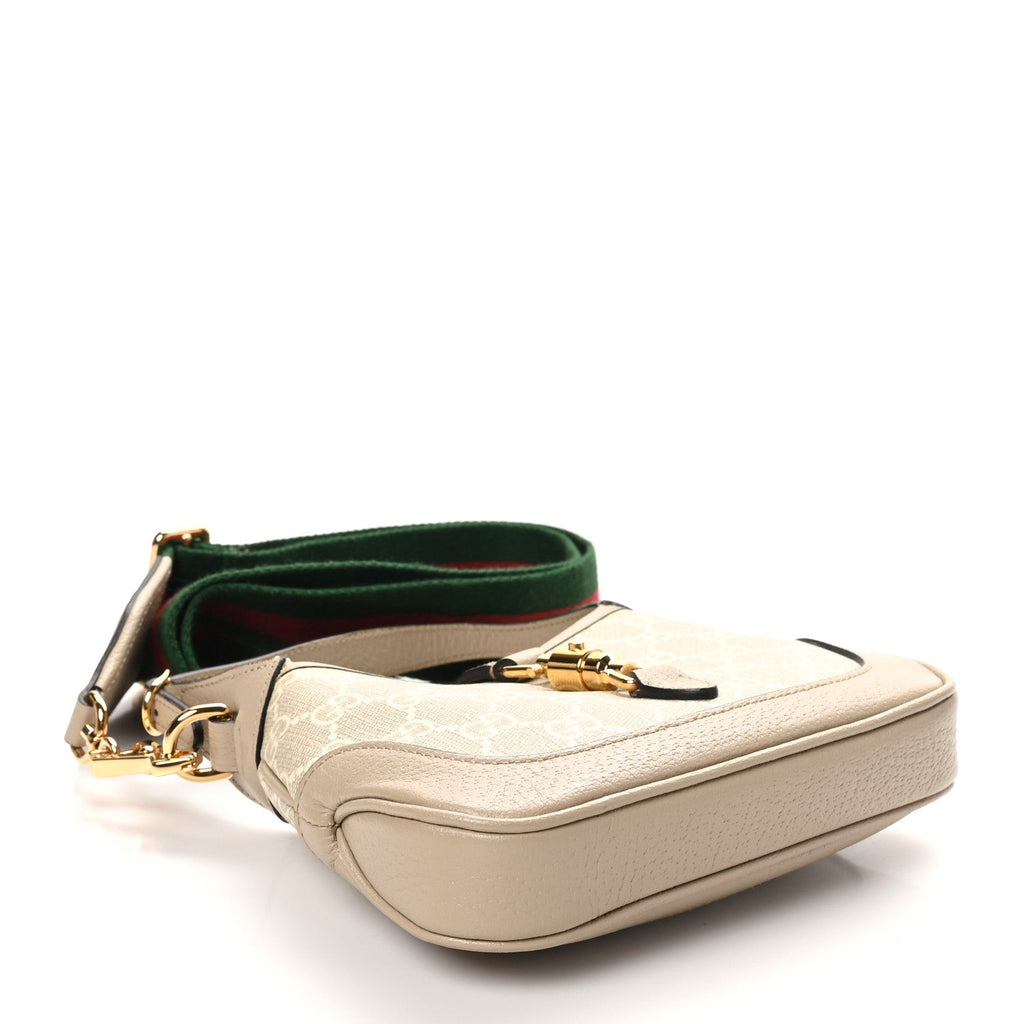 GG Supreme Monogram Textured Dollar Calfskin Mini Jackie 1961 Hobo Beige Mystic White Oatmeal