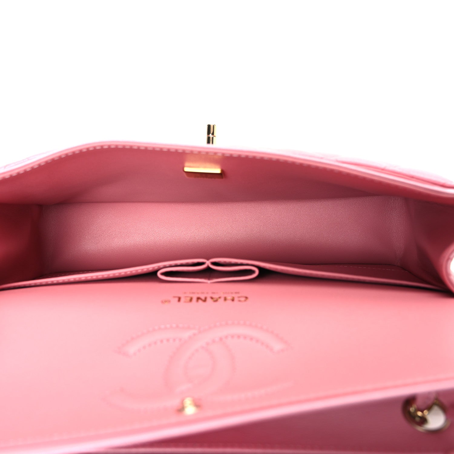 Metallic Goatskin Ombre Quilted Medium Double Flap Pink