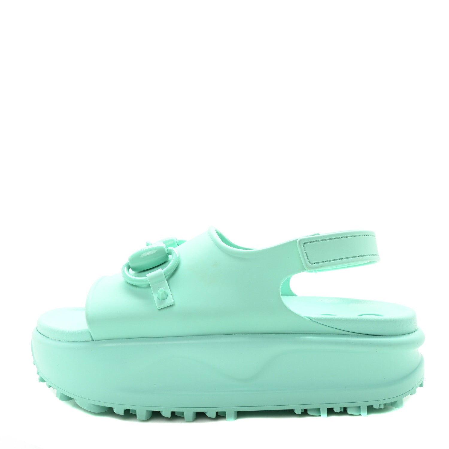 Soft Rubber Horsebit Womens Slingback Sandals 37 Teal Cyan