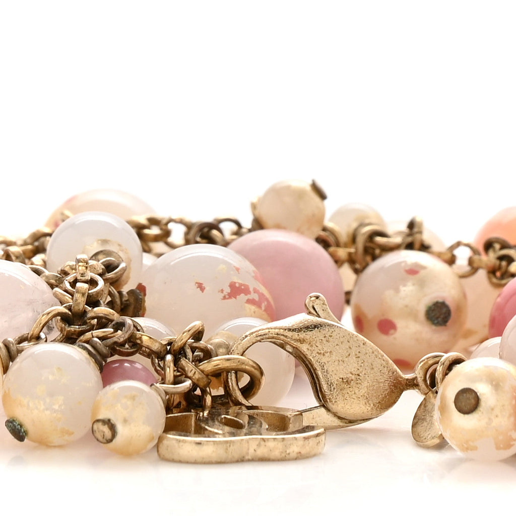 Beaded CC Multi Strand Bracelet Gold Multicolor