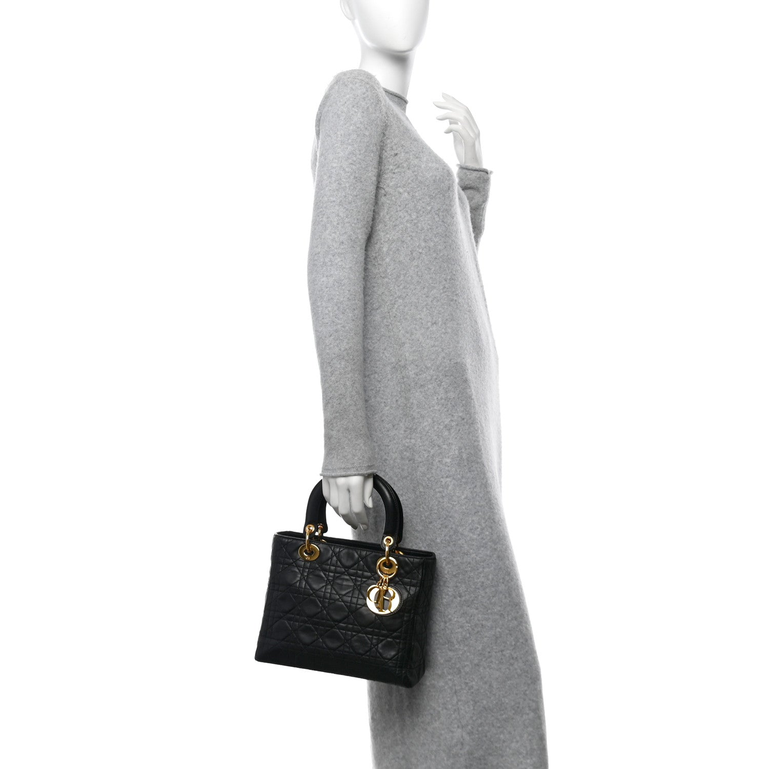 Lambskin Cannage Medium Lady Dior Black