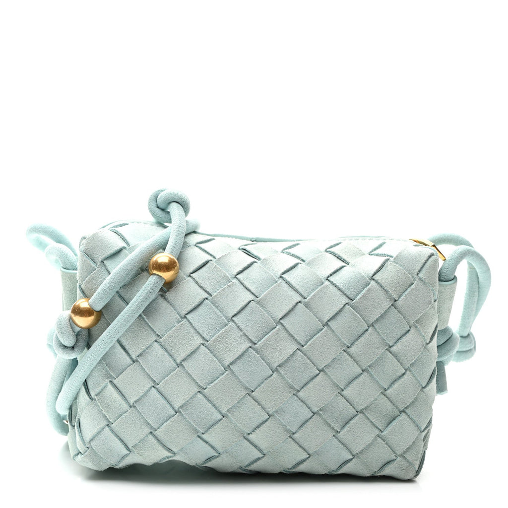 Suede Intrecciato Loop Camera Bag Teal
