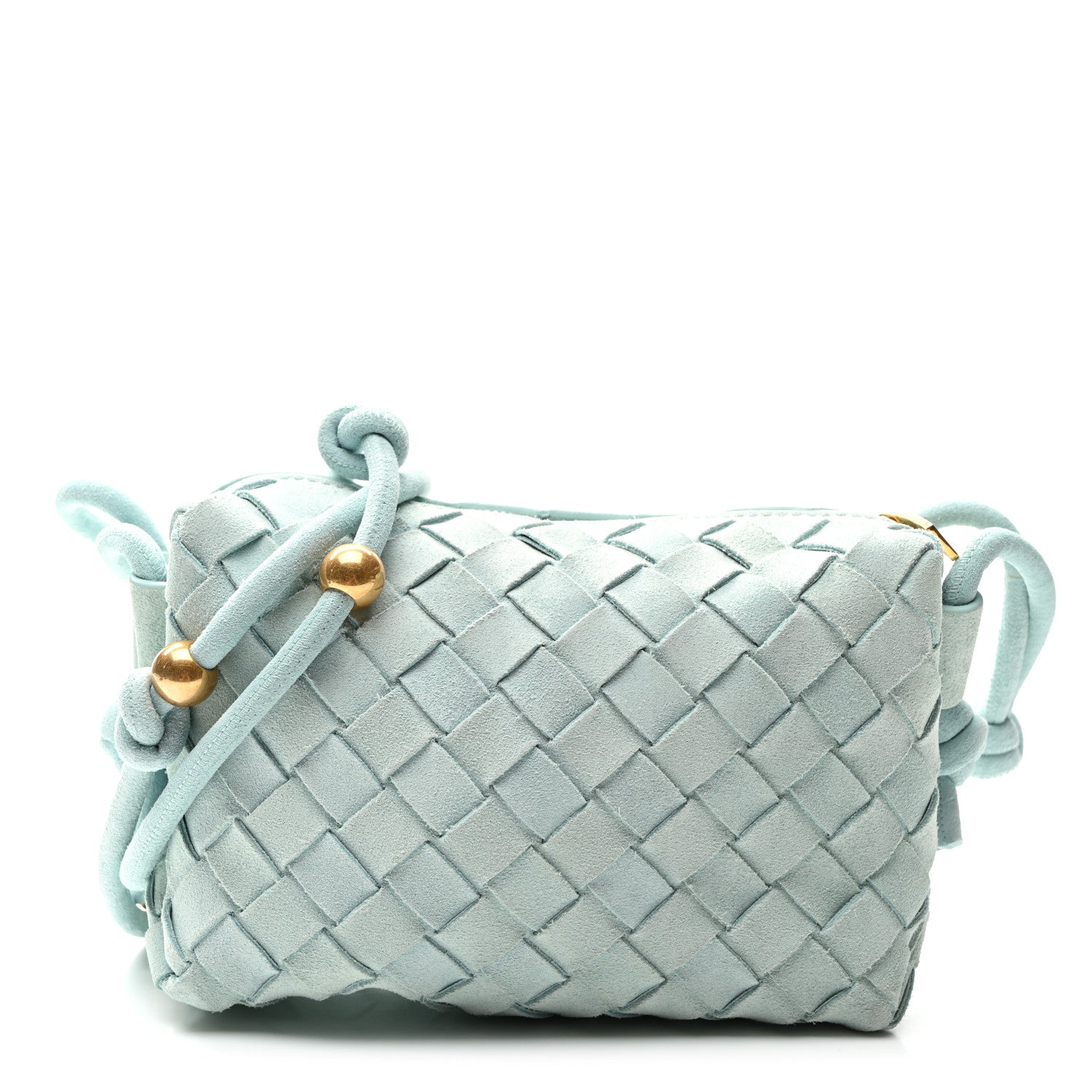 Suede Intrecciato Loop Camera Bag Teal