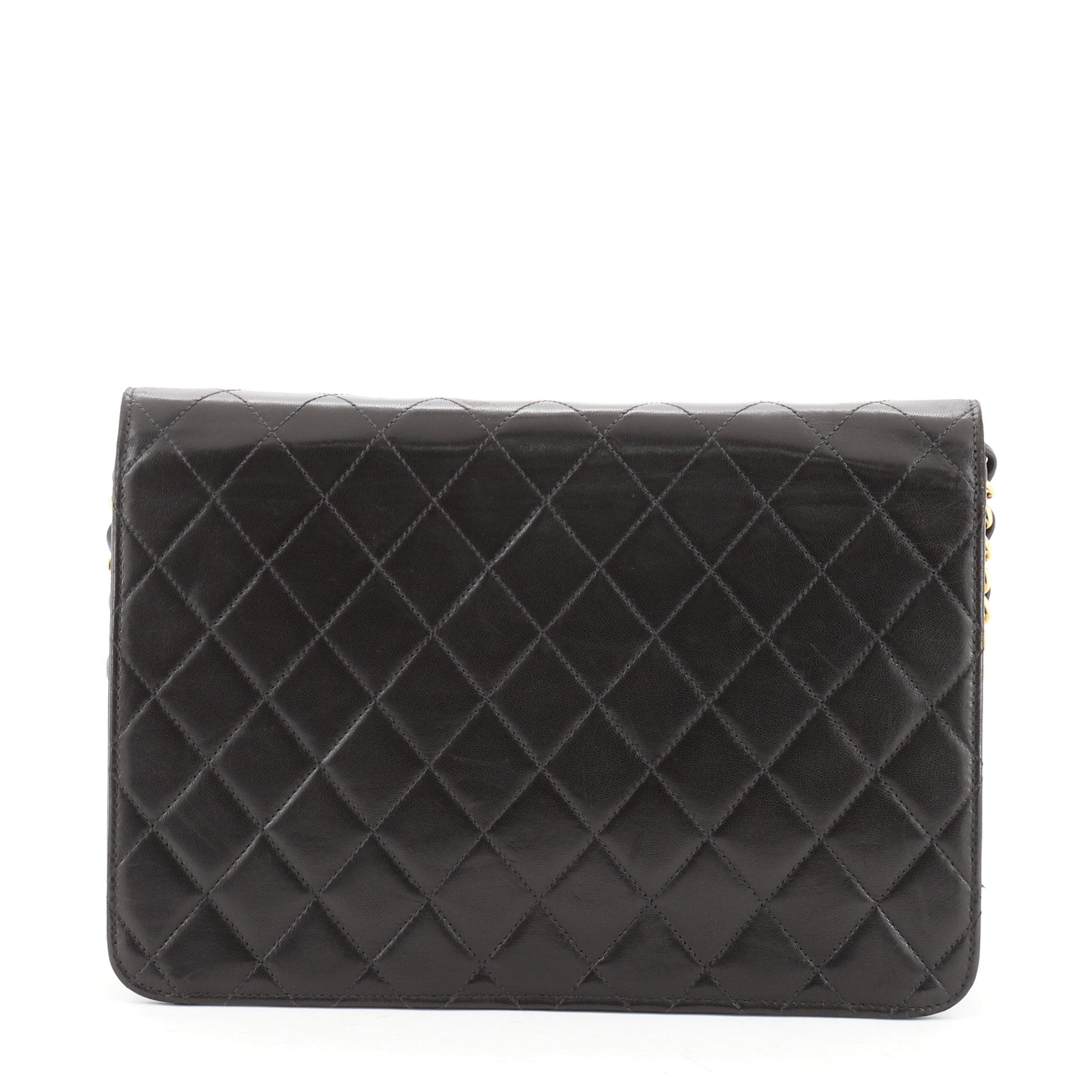 Vintage Clutch with Chain Quilted Leather Medium