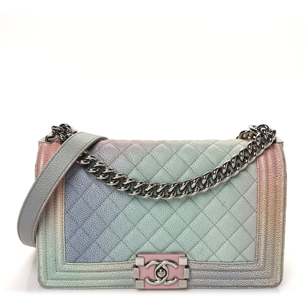 Caviar Quilted Medium Cuba Rainbow Boy Flap Pink Multicolor