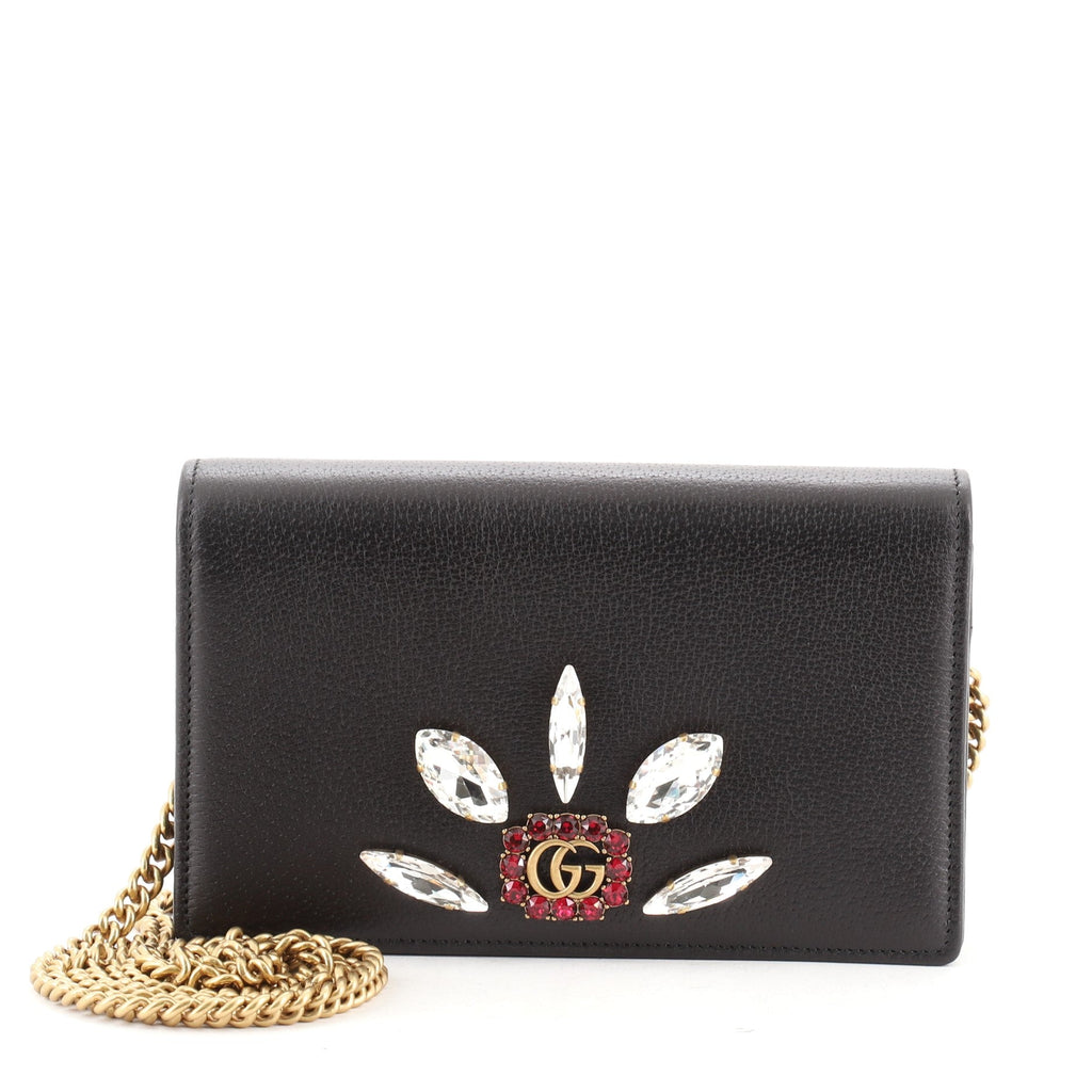 GG Marmont Chain Wallet Embellished Leather Mini