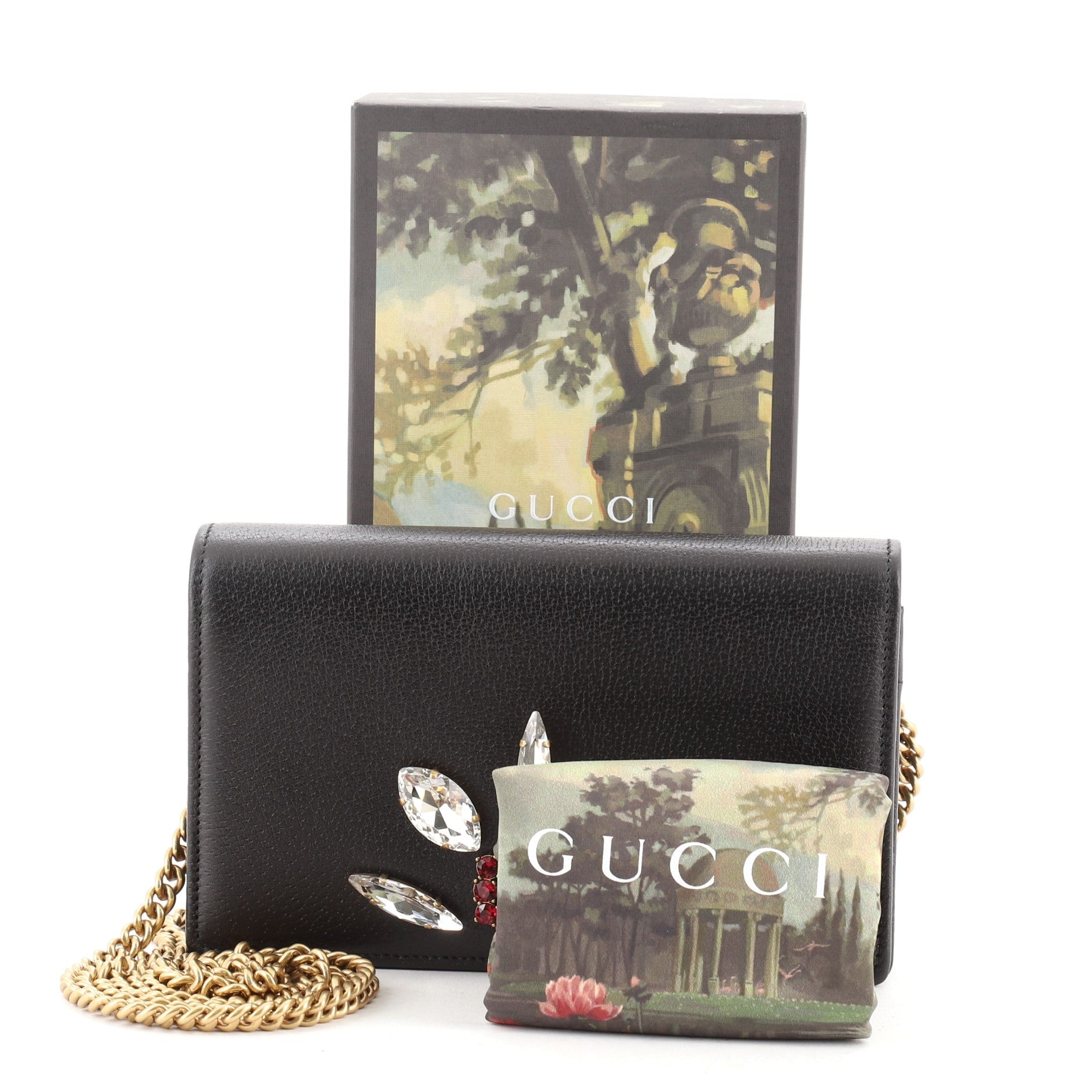 GG Marmont Chain Wallet Embellished Leather Mini