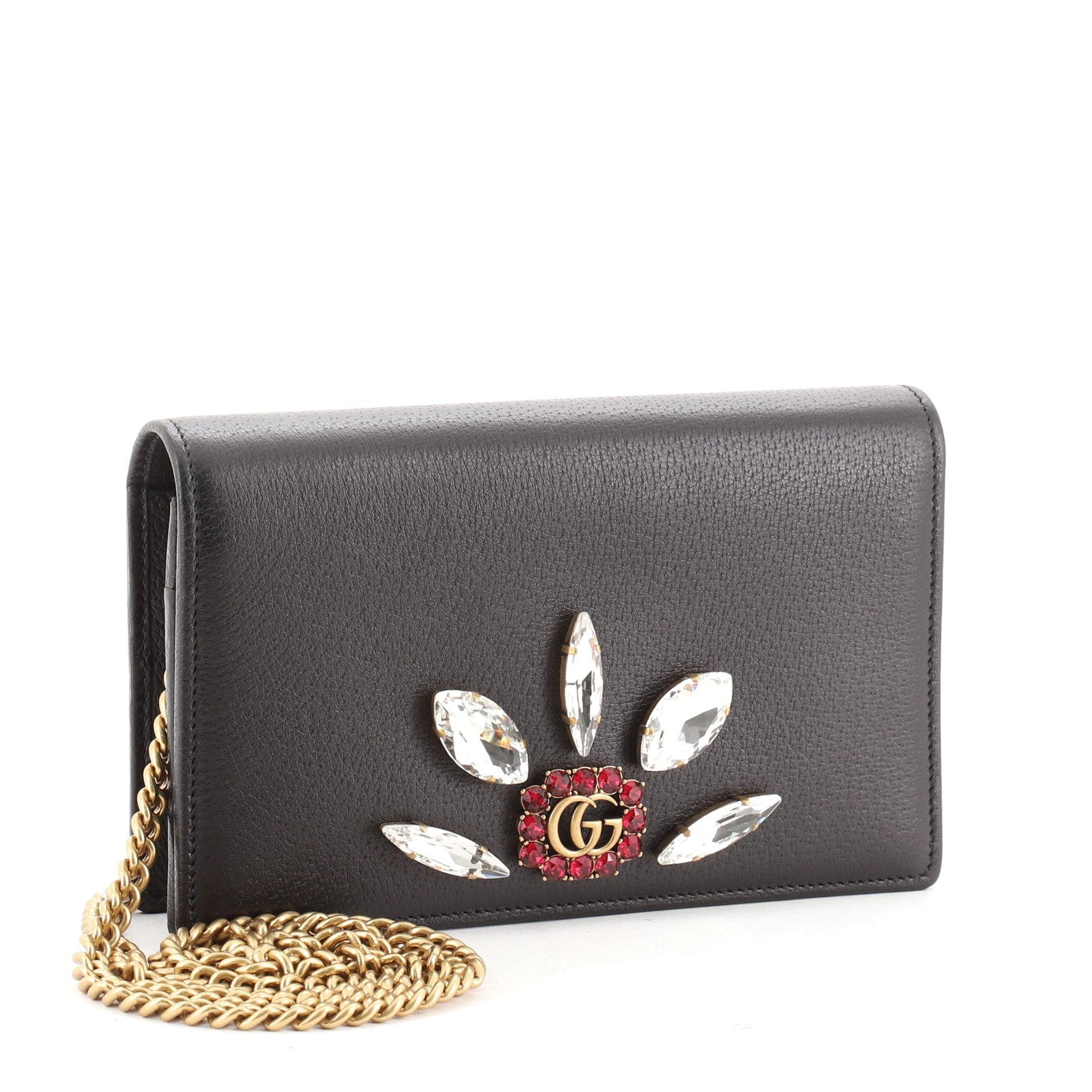 GG Marmont Chain Wallet Embellished Leather Mini
