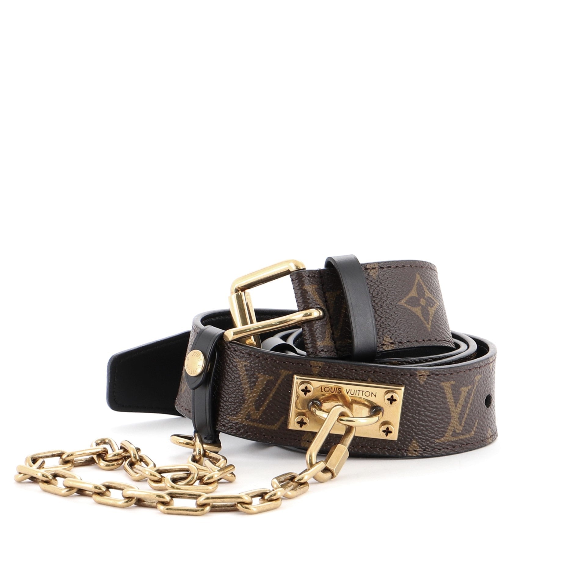 Signature Chain Belt Macassar Monogram Canvas Medium 90