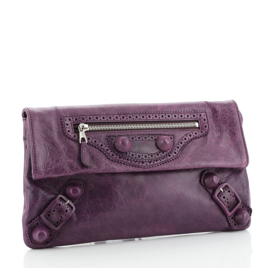 Covered Giant Brogues Envelope Clutch Leather