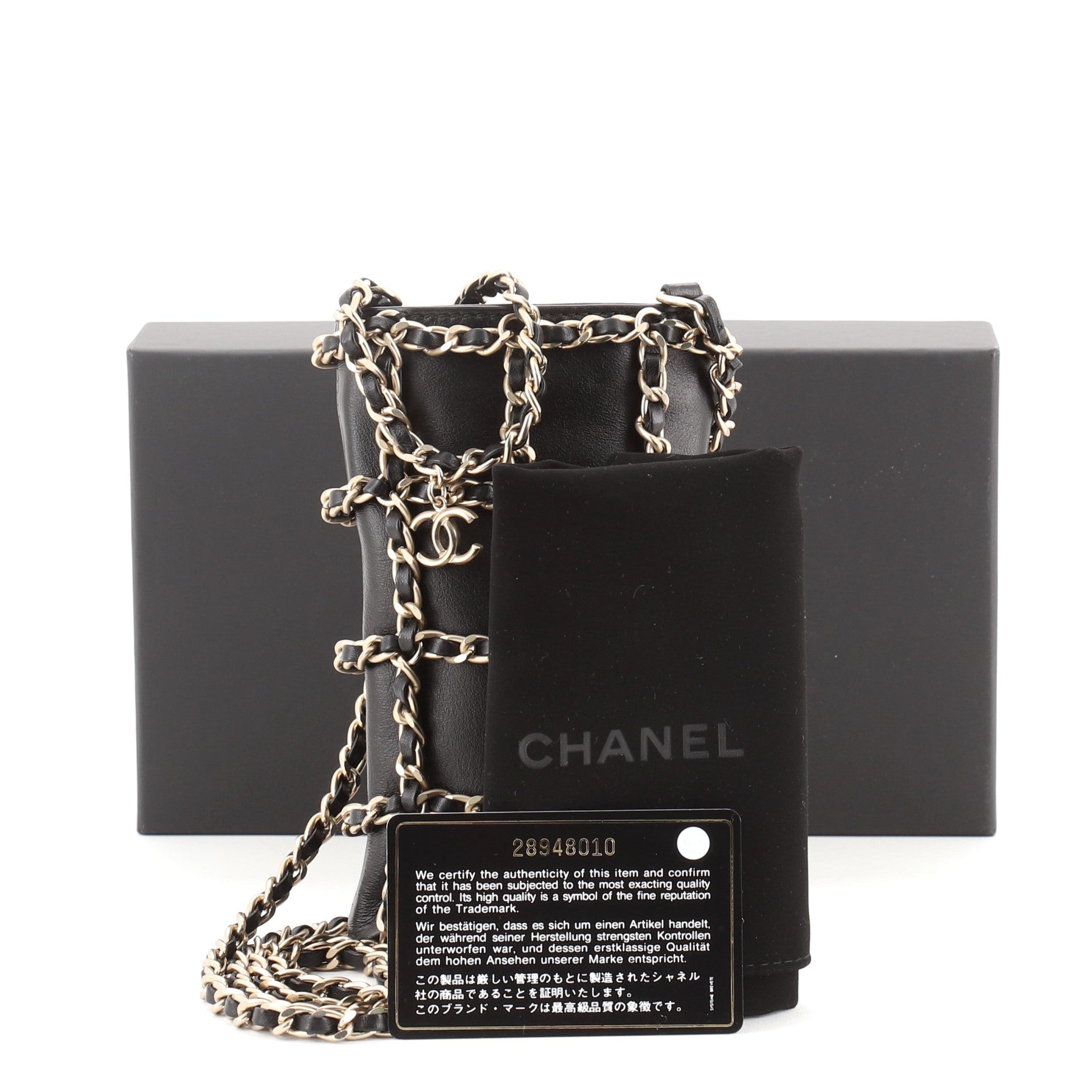 Chain Frame Phone Clutch with Chain Lambskin